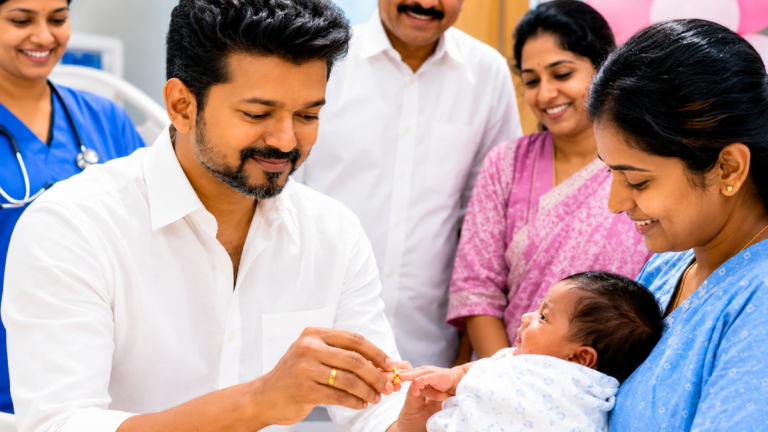 தாய்மாமன் தங்க மோதிரம் திட்டத்தின் கீழ் புதிதாக பிறந்த குழந்தைக்கு தங்க மோதிரம் வழங்கும் நிகழ்வு